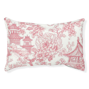 Pink Chinoiserie Toile Dragon Cherry Blossom Pet Bed