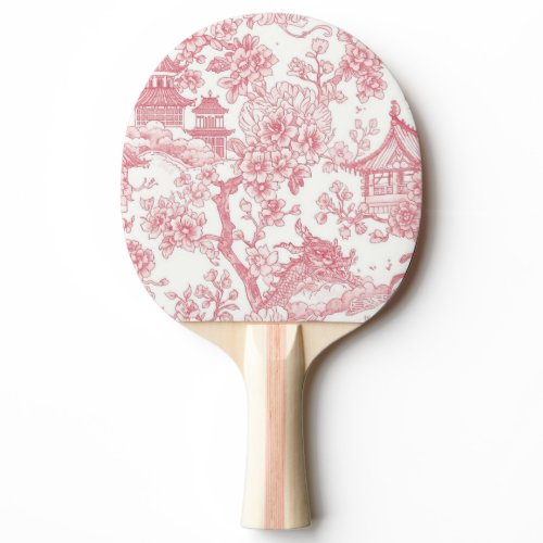 Pink Chinoiserie Toile Dragon Cherry Blossom Ping Pong Paddle
