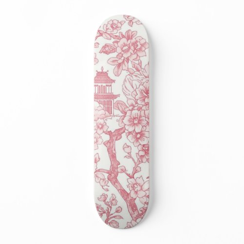 Pink Chinoiserie Toile Dragon Cherry Blossom Skateboard