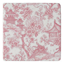 Pink Chinoiserie Toile Dragon Cherry Blossom