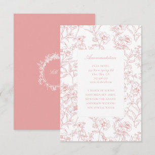 Pink Chinoiserie Toile Wedding Accommodation Enclosure Card