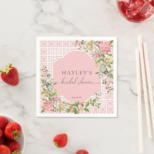 Pink Chinoiserie Trianon Bridal Shower Napkins