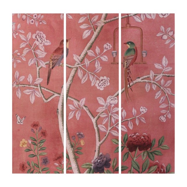 Pink Chinoiserie Triptych (Front)