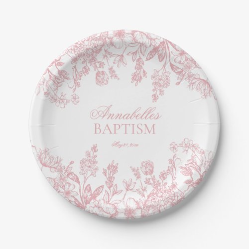 Pink Chinoiserie Vintage Floral Baptism Dessert