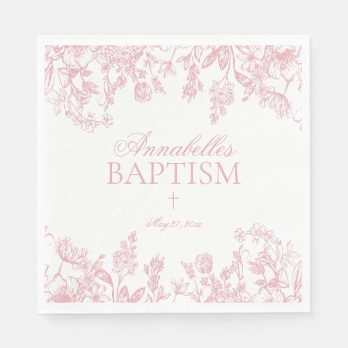 Pink Chinoiserie Vintage Floral Baptism Table Deco