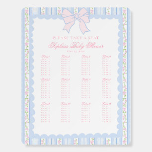 Pink Chinoiserie Vintage Floral Seating Chart Foam Board