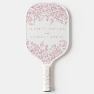 Pink Chinoiserie Vintage Floral Wedding Favors Pickleball Paddle