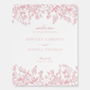 Pink Chinoiserie Vintage Floral Wedding Welcome Foam Board