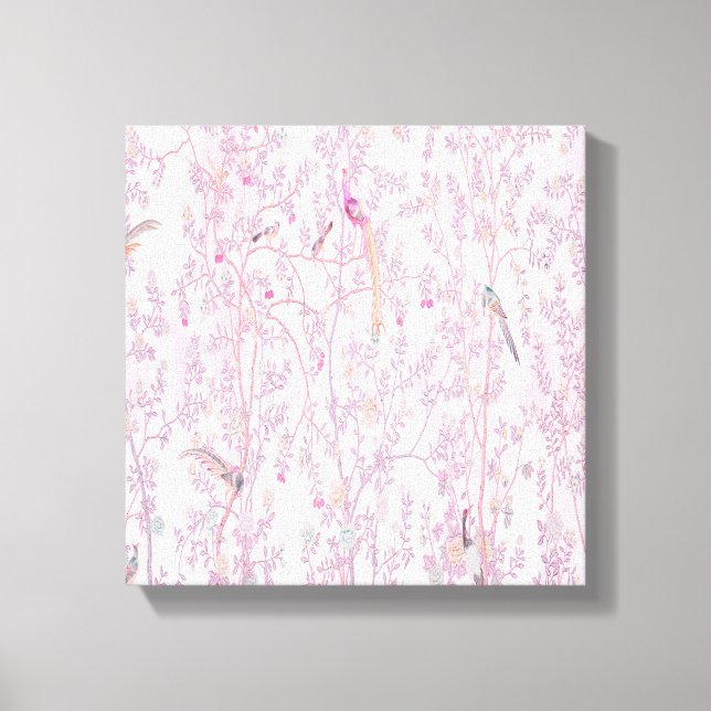 Pink Chinoiserie Wall Art Decor Canvas Print (Front)