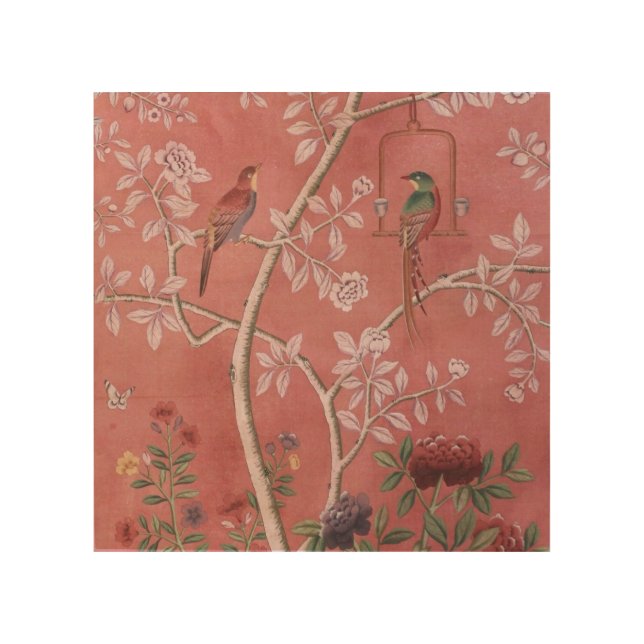 Pink Chinoiserie Wood Wall Art (Front)