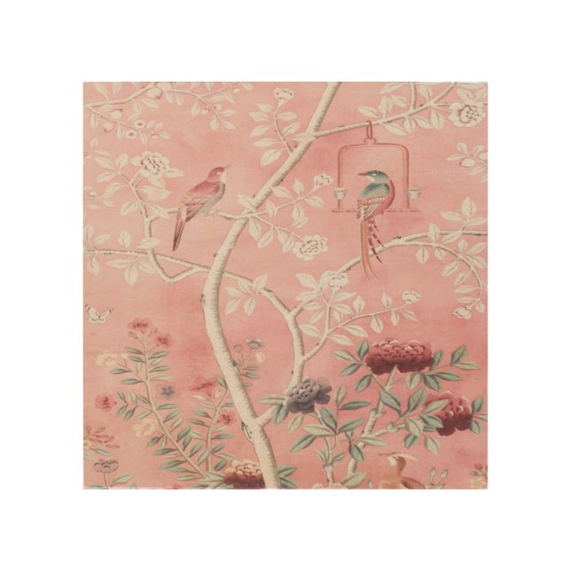 Pink Chinoiserie  Wood Wall Art (Front)