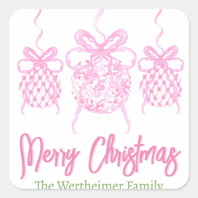 Pink Chinoserie Trio Ornament Sticker (Front)