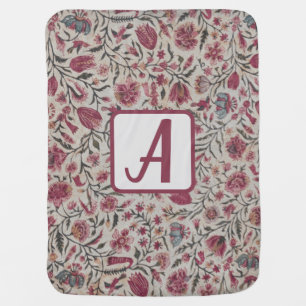 Pink Chintz Flowers Boho Cottagecore Baby Blanket
