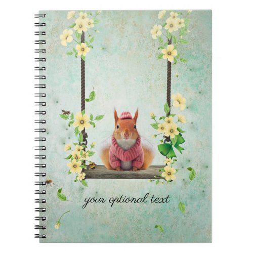 Pink Chipmunk on Swing Spiral Photo Notebook