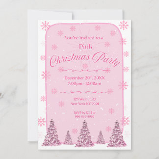 Pink Chirstmas Party Invitation
