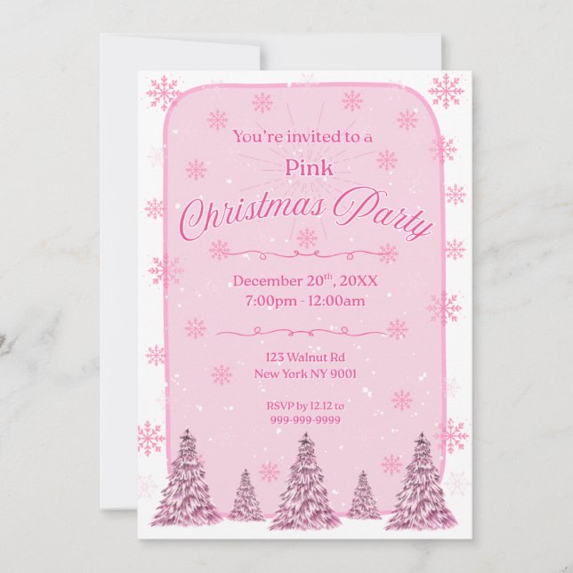 Pink Chirstmas Party Invitation (Front)