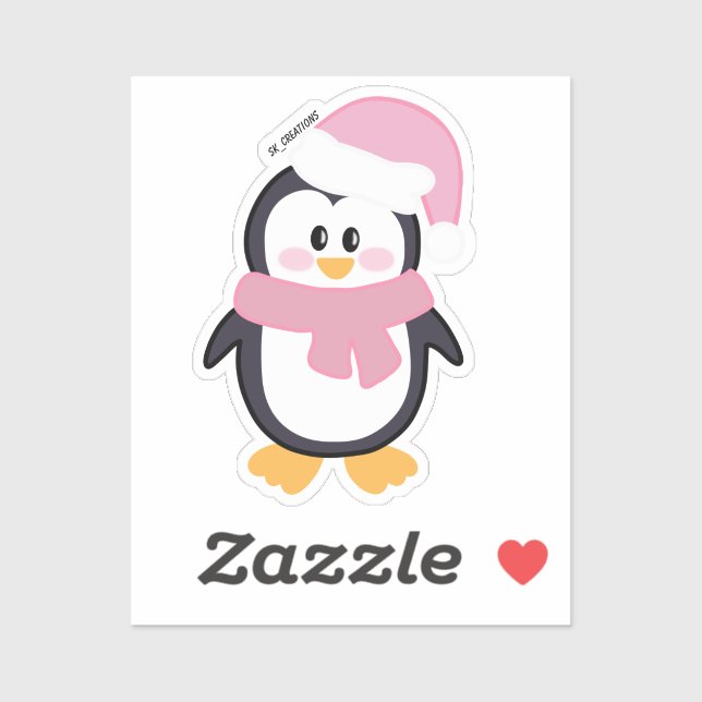 Pink Chistmas Penguin Sticker (Sheet)