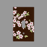 Pink/Chocolate Brown Cherry Blossom Light Switch Cover