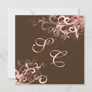 Pink Chocolate Cream Swirls Wedding Invitations