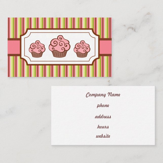 Pink Chocolate Cupcakes Business Card (Front/Back)