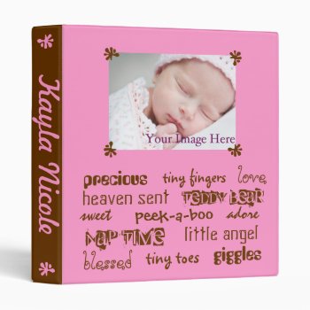 Pink Chocolate Girls Baby Book Binder by E_MotionStudio at Zazzle