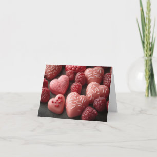 Pink Chocolate Hearts Valentine's Greeting Card