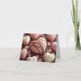 Pink Chocolate Hearts Valentine's Greeting Card