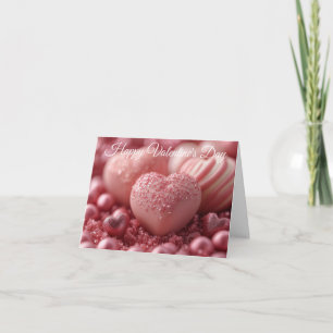 Pink Chocolate Hearts Valentine's Greeting Holiday Card