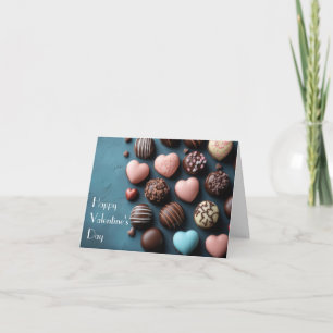 Pink Chocolate Hearts Valentine's Greeting Holiday Card