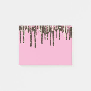 Pink Chocolate Ice Cream Glitter Drips Birthday Post-it Notes