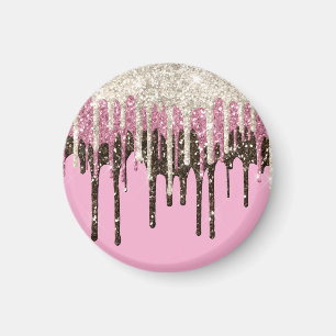 Pink Chocolate Ice Cream Glitter Drips Magnet