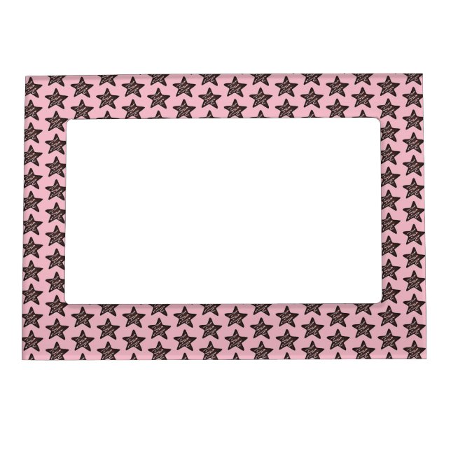 Pink Chocolate Star Peppermint Christmas Cookie Magnetic Frame (Front)