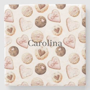 Pink Chocolate Sweet Hearts Valentine's Day Treats Stone Coaster