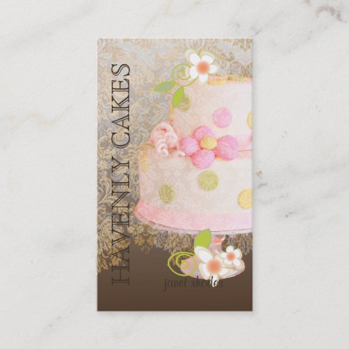 Pink  Chocolate Wedding CakeBakeryptisserie Business Card