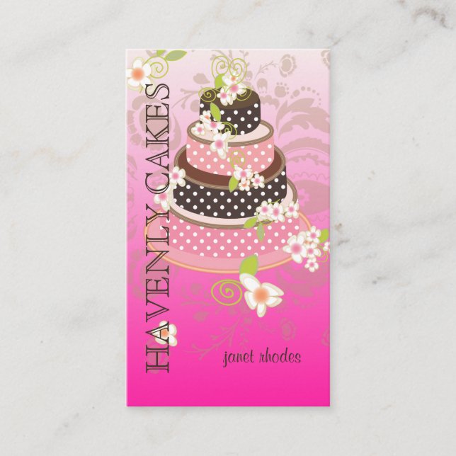 Pink + Chocolate Wedding Cake/Bakery/pâtisserie Business Card (Front)