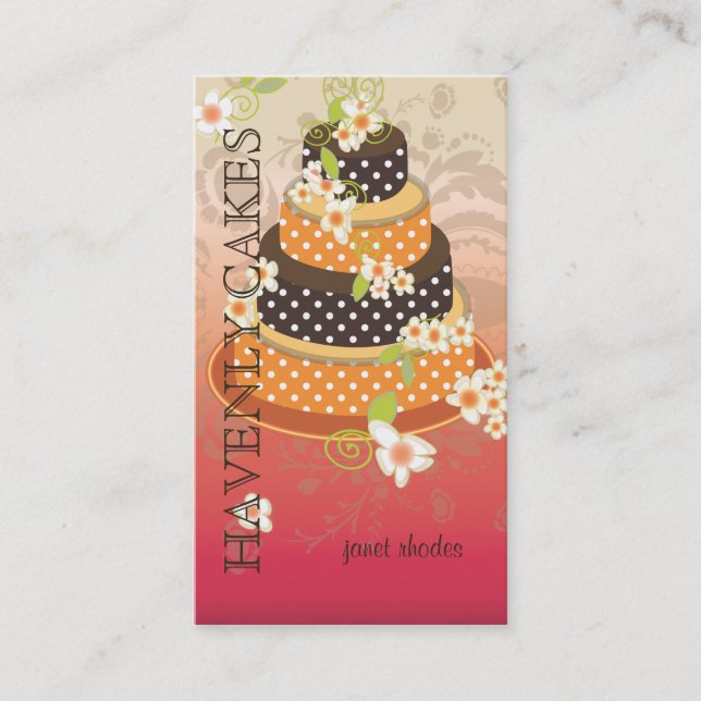 Pink + Chocolate Wedding Cake/Bakery/pâtisserie Business Card (Front)