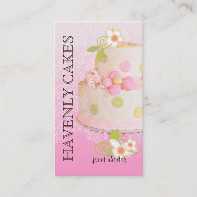 Pink + Chocolate Wedding Cake/Bakery/pâtisserie Business Card (Front)
