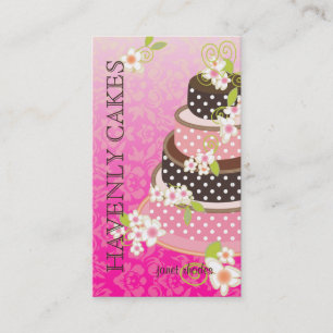 Pink + Chocolate Wedding Cake/Bakery/pâtisserie Business Card