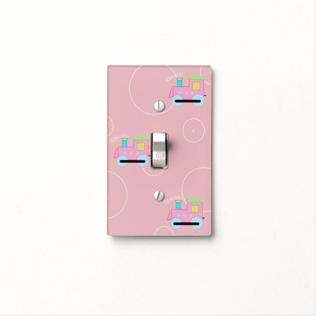 Pink Choo Choo Train Light Switch Cover (In Situ)