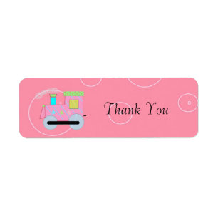 Pink Choo Choo Train Thank You Label
