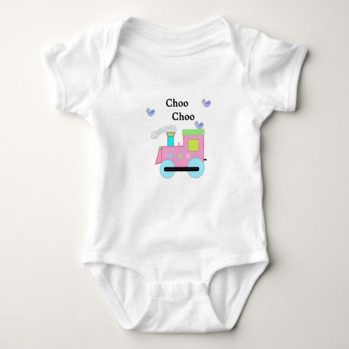 Pink Choo Choo Train with Blue Birds Baby Bodysuit