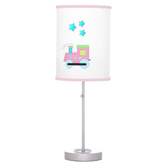 Pink Choo Choo Train with Stars and Moon Table Lamp (Front)