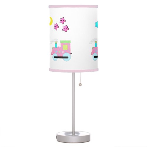 Pink Choo Choo Train with Stars and Moon Table Lamp