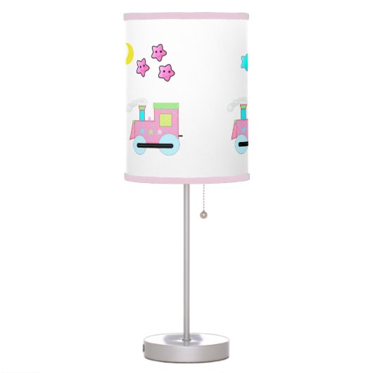 Pink Choo Choo Train with Stars and Moon Table Lamp (Left)