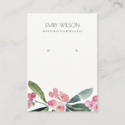 PINK CHRIST THORN GREEN PEONY EARRING DISPLAY BUSINESS CARD