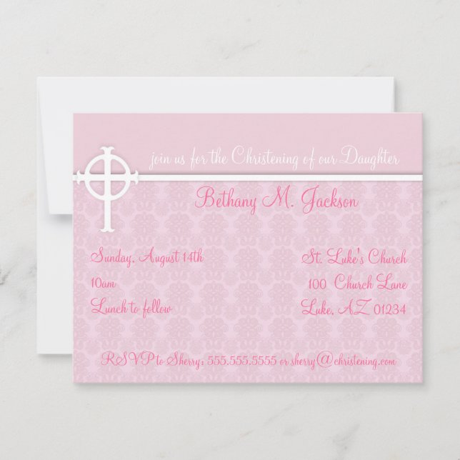 PInk Christening Invitations (Front)