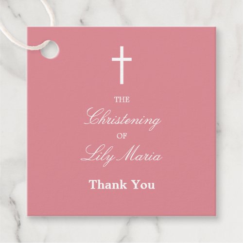 Pink Christening Thank You Favor Tags