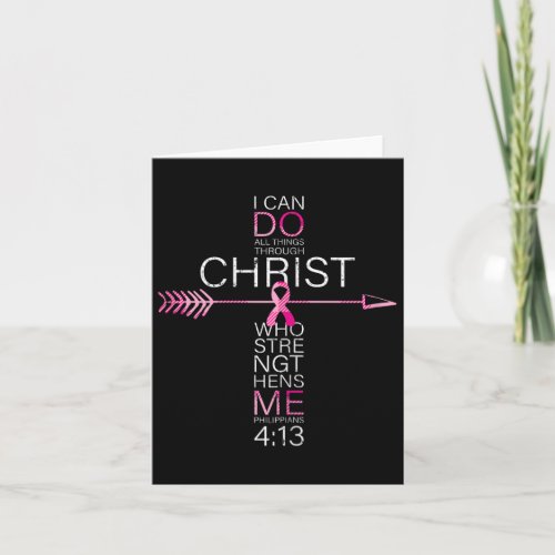 Pink Christian Breast Cancer Cross Religious Bible Card