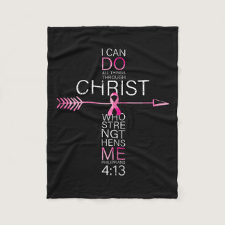 Pink Christian Breast Cancer Cross Religious Bible Fleece Blanket
