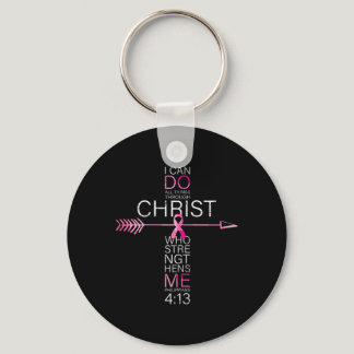 Pink Christian Breast Cancer Cross Religious Bible Keychain